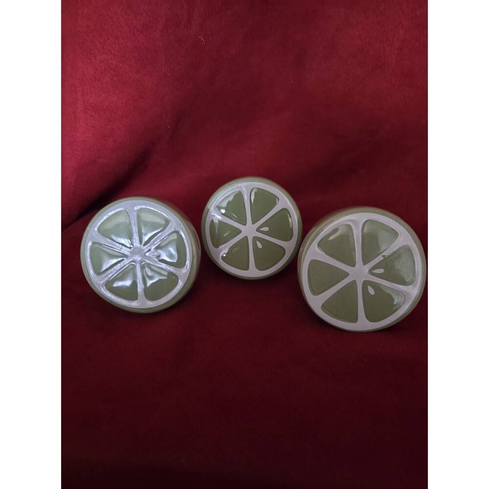 Vintage Ceramic Half Lime Set of 3 Realistic Fake Green Fruit Food Decor